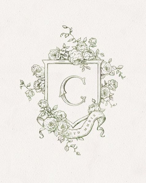 Vintage French Typography, Heraldry Design, Vintage Frames Vector, Wedding Logo Design, Wedding Crest, Wedding Logos, Packaging Design Inspiration, Wedding Stationary, 로고 디자인