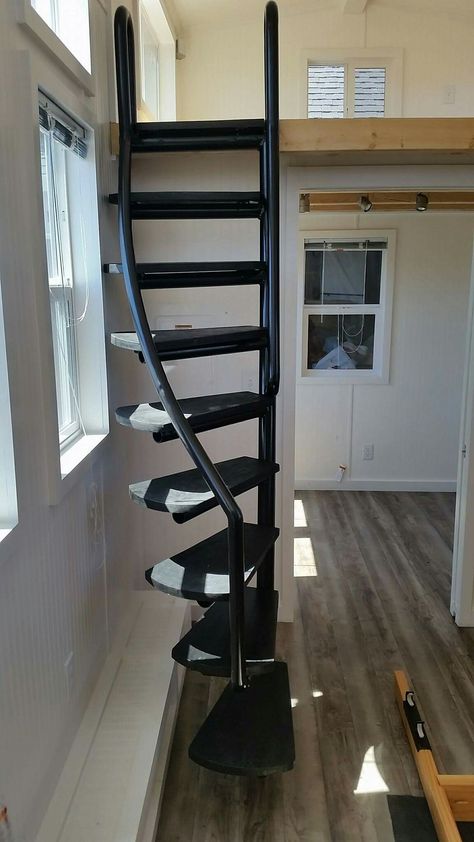 Attic Ladder Ideas, سلالم حلزونية, Attic Bathroom Ideas, Space Saving Staircase, Attic Staircase, Attic Ideas, Tiny House Stairs, Attic Ladder, Loft Stairs