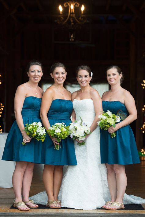 Peacock Blue Bridesmaid Dresses Peacock Blue Wedding, Peacock Blue Dress, Peacock Wedding Inspiration, Wedding Color Combinations, Teal Bridesmaid Dresses, Bridesmaid Dresses 2018, Victoria Wedding, Peacock Dress, Blue Wedding Flowers