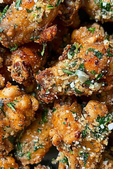 Bring the taste of Wingstop's Garlic Parmesan Wings into your very own kitchen! This copycat recipe is crispy, cheesy, buttery and irresistibly delicious. Wingstop Recipes, Wingstop Garlic Parmesan Wings, Copycat Wingstop, Wing Dings, Wings Recipes, Parmesan Wings, Garlic Parmesan Wings, Parmesan Chicken Wings, Garlic Parmesan Chicken Wings