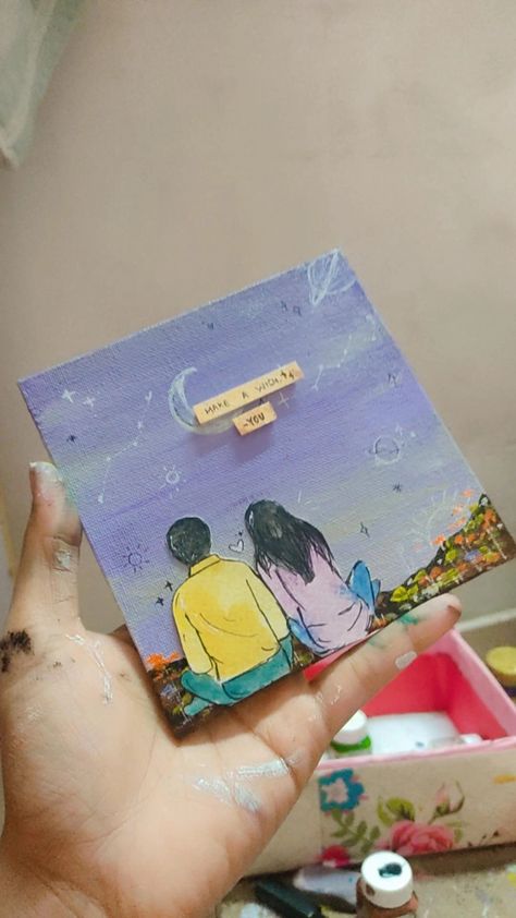 Happy Birthday Canvas Painting, Birthday Canvas Painting, Happy Birthday Canvas, Birthday Message For Friend, Mini Portrait, Birthday Canvas, Canvas Painting Ideas, Birthday Message, Happy Friendship