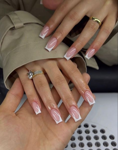 Smink Inspiration, French Tip Acrylic Nails, French Acrylic Nails, Classy Acrylic Nails, Short Square Acrylic Nails, Square Acrylic Nails, Fire Nails, Classy Nails, Dope Nails