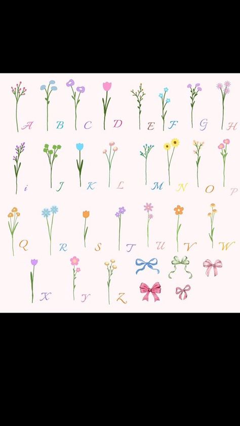 Small Diy Gifts, Birth Flower Tattoos, Flower Alphabet, Drawing Wallpaper, Flower Iphone Wallpaper, Wallpaper Trends, Flower Names, Flower Letters, Black Wallpaper Iphone