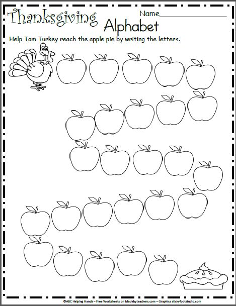 Write the letters of the alphabet on the apples.   This worksheet can be used for uppercase or lowercase letters.  This is a perfect practice worksheet… Letter Writing Kindergarten, Letter Writing Worksheets, Kindergarten Thanksgiving, Counting Worksheets For Kindergarten, Thanksgiving Letter, Kindergarten Math Free, Kindergarten Activity, Letter Worksheets For Preschool, Thanksgiving Kindergarten