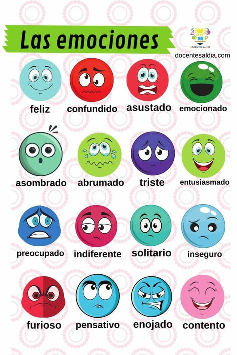 Hello English, Emotion Chart, Preschool Planning, Spanish Teaching Resources, Elementary Spanish, School Images, Brain Gym, Emotional Skills, Teaching Spanish