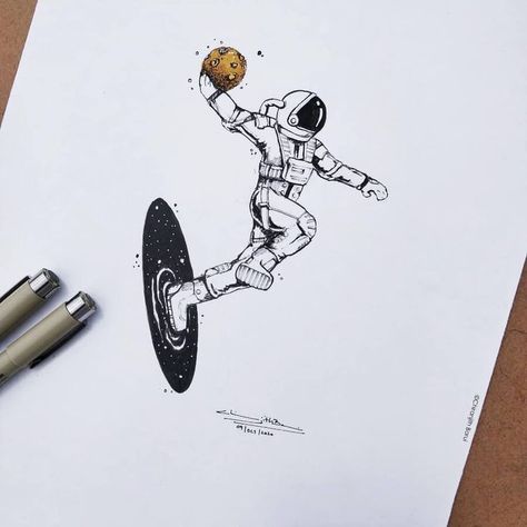 surreal and space themed drawing Space Theme Drawing, Space Themed Drawings, Space Themed Art, Astronaut Basketball Tattoo, Space Themed Tattoos, Basketball Tattoos, Drawing Themes, Nasa Art, Planet Drawing