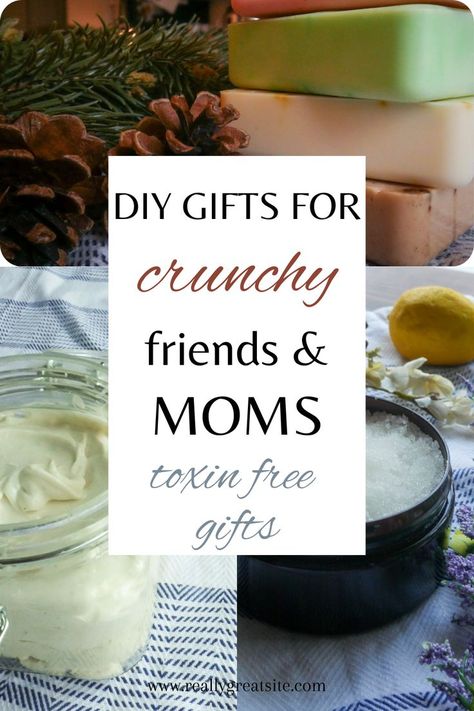 homemade christmas soaps, homemade body butter lotion, and homemade sugar scrub behind words "DIY gifts for crunchy friends and moms" Diy Gifts For Moms, Crunchy Mom Gifts, Homemaker Gifts, Holistic Nurse, Crunchy Life, Homemade Gifts For Friends, Homemade Gifts For Mom, Crunchy Mom, Diy Nursing