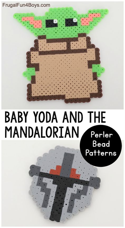 Baby Yoda and Mandalorian Perler Bead Patterns - Frugal Fun For Boys and Girls Lego Baby, Diy Paper Art, Star Wars Crafts, Perler Patterns, Arts And Crafts Movement, Perler Bead Patterns, Perler Bead, Bead Patterns, Hama Beads