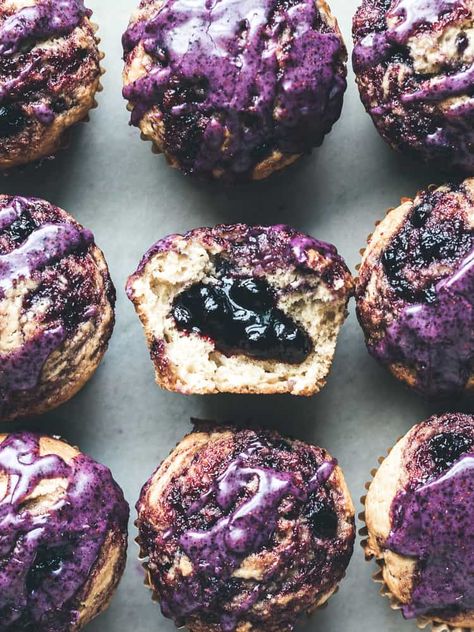 Blueberry Jam Muffins, Blueberry Jam Desserts, Recipes With Blueberry Jam, Blueberry Walnut Muffins, Unique Muffin Flavors, Purple Muffins, Ube Muffins, Winter Muffins, Berries Muffins