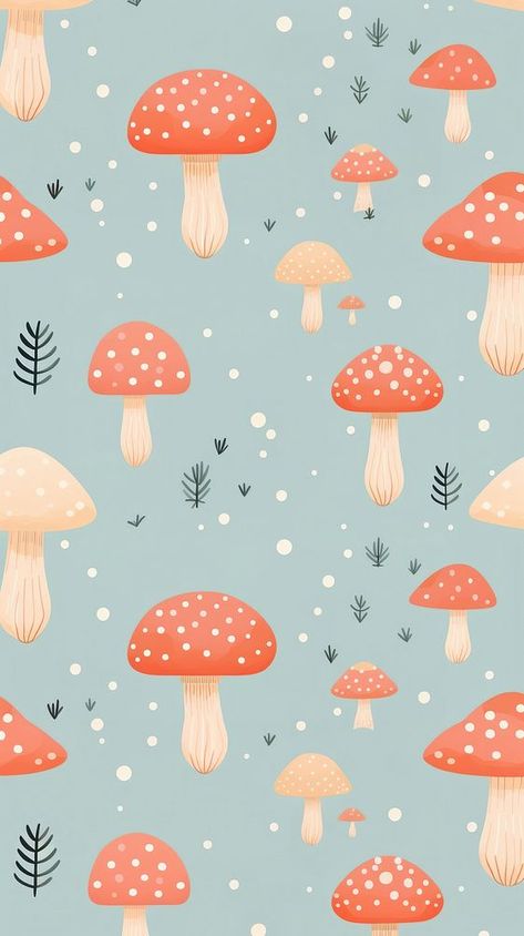 Winter Mushroom Wallpaper, Toadstool Drawing, Cute Illustration Wallpaper, Cute Mushroom Wallpaper, Wallpaper Mushroom, Mushroom Theme, Mushroom Cute, Mushroom Background, Woodland Illustration