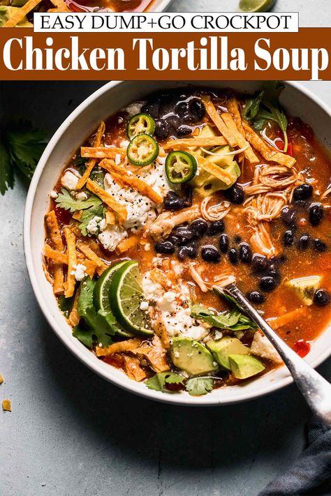 Tortilla Soup Crockpot, Slow Cooker Chicken Tortilla Soup Recipe, Protein Soup Recipes, Healthy Chicken Tortilla Soup, Chicken Tortilla Soup Crock Pot, Slow Cooker Chicken Tortilla Soup, Healthy Superbowl Snacks, Chicken Tortillas Soups Recipe, Tortilla Soup Recipe