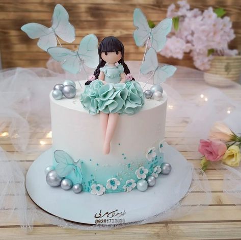 Cake With Butterfly, Cake For Baby Girl, Doll Cake Designs, Kitten Cake, Cake Magic, Fairy Birthday Cake, Cake Designs For Kids, Cake For Baby, Birthday Cake Writing