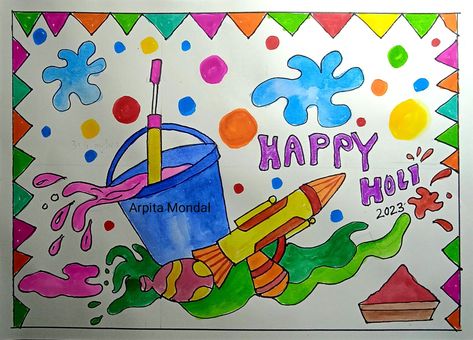 Holi Drawings, Holi Drawing For Kids, Happy Holi Drawing, Holi Drawing, Picture Cartoon, Graduation Photo Booth, Sketch Pen, Preschool Christmas Crafts, Diy Father's Day Gifts