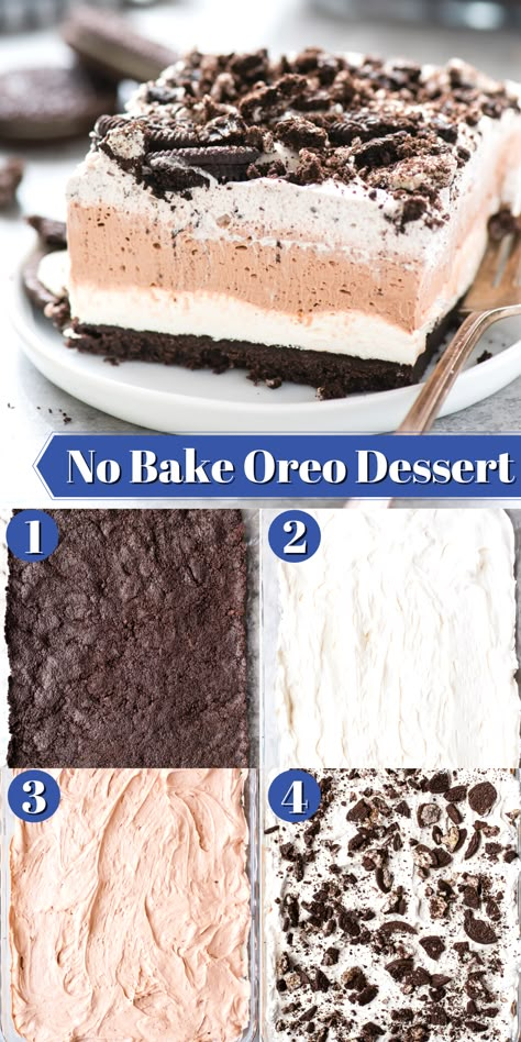 Oreo Delight Recipe, Oreo Pudding Dessert, Oreo Whipped Cream, No Bake Oreo Dessert, Top Desserts, Oreo Delight, Oreo Desserts, Oreo Dessert Recipes, Oreo Recipes