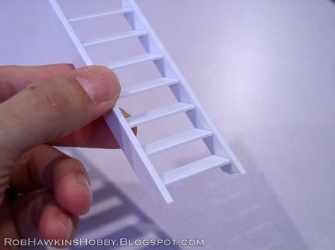 Rob Hawkins Hobby: Terrain Tutorial: Simple Stairs Diy Barbie Staircase, Diy Miniature Stairs, Mini Stairs, Simple Stairs, Ground Texture, Deck Railing Ideas, Screaming Skull, Pig Iron, Skulls And Bones