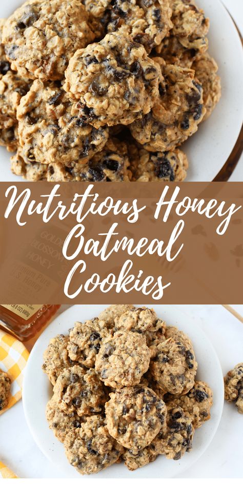 Oatmeal Cookies No Sugar, Honey Oatmeal Cookies, Recipe Using Honey, Oat Cookie Recipe, Granola Cookies, Oatmeal Cookies Easy, Oatmeal Breakfast Cookies, Healthy Oatmeal Cookies, Healthy Honey