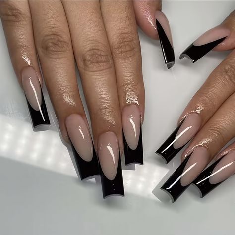 Faster shipping. Better service Black French Tip, Valentine Nails, Professional Nail Art, Black French, Beauty Inspo, Girls Nails, Stick On Nails, Birthday Nails, Heart Nails