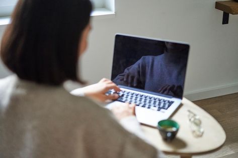 Free photo rear view of woman typing and... | Free Photo #Freepik #freephoto #woman-computer #remote-work #online-work #asian-laptop Working On Computer, Working On Laptop, Shot List, Work Online, Laptop Screen, Film Aesthetic, Computer Screen, Online Work, Laptop Computers