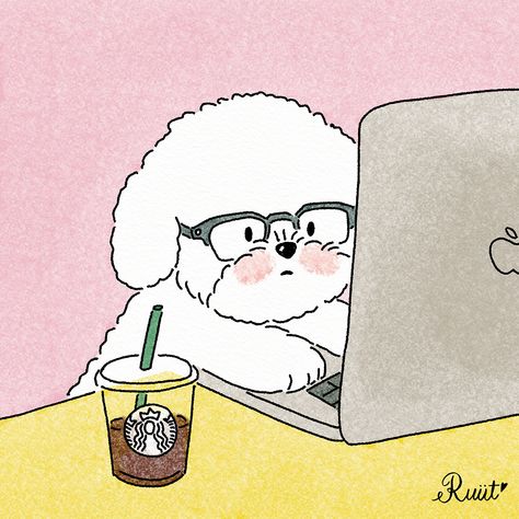 Puppy working hard to get off work on Behance Dog Illustration Art, Work Cartoons, Work Icon, Work Illustration, Paint Your Pet, Get Off Work, Puppy Drawing, Puppy Art, Working Drawing