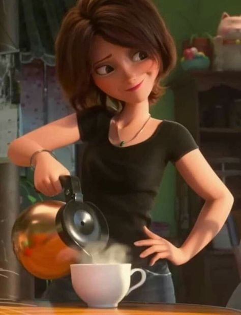 Romantic Animation Movies, Hot Animated Characters Disney, Big Hero 6 Edits, Brown Haired Character, Aunt Cass Big Hero 6, Smart Character, Big Hero 6 Film, Big Hero 6 Characters, Aunt Cass