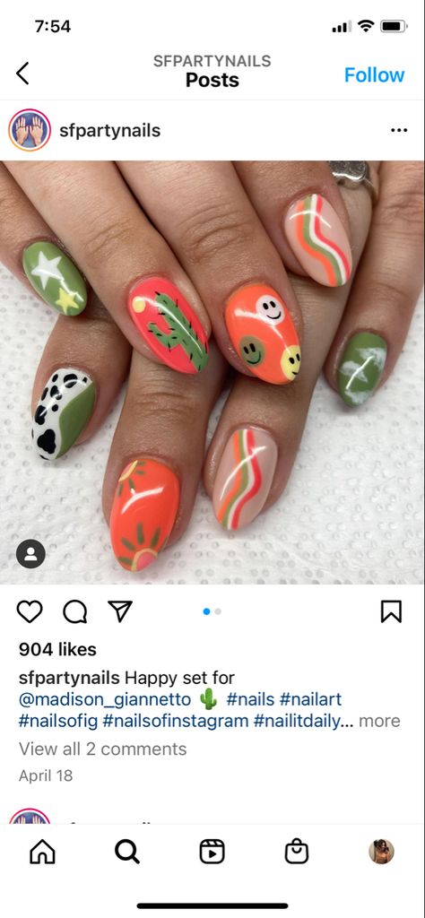 Short Nail Designs Summer 2023, Margarita Nail Art, Cacti Nails, Cactus Nail Art, Strawberry Margarita Nails, Teacher Nails Designs, Nails Cactus Design, Nail Ideas Cactus, Cactus Nails