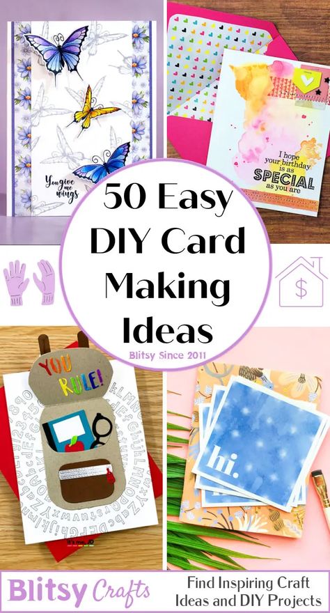 Card Making Ideas For Beginners, Easy Birthday Cards Diy, Easy Greeting Cards, Anniversaire Diy, Simple Cards Handmade, Watercolor Birthday Cards, Card Making Ideas, Card Making Templates, Homemade Birthday