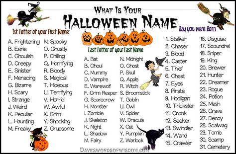 Halloween Party Names, Christmas Elf Names, Monster Names, Group Names Ideas, Halloween Names, Halloween Social, Halloween Crafts Preschool, Image Halloween, Halloween Express