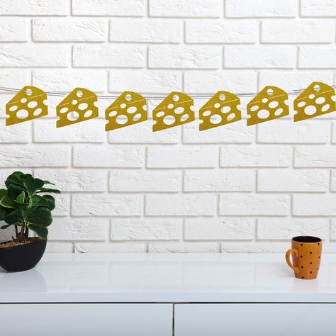 Cheese Themed Birthday Party, Cheese Themed Party, Cheese Party Decorations, Cheese Decoration, Cheese Birthday Party, Wine Cheese Party, Wine And Cheese Party, Glitter Banner, Cheese Party