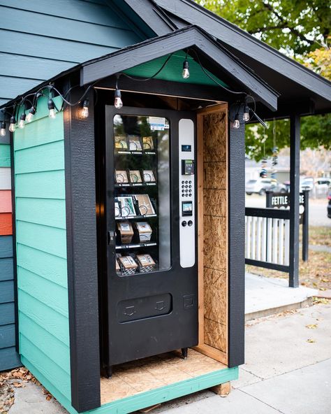 Vending Trailer Ideas, Mobile Vending Machine, Airbnb Vending Machine, Vending Machine At Home, Repurposed Vending Machine, Fun Vending Machine, Outdoor Vending Machine, Vending Machine Ideas Products, Cool Vending Machine Ideas