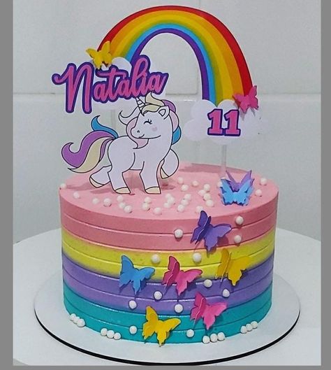 Cake Kuda Poni, Pony Cake Ideas, Rainbow Cake Topper Printable, My Little Pony Cake Ideas, Simple Rainbow Cake, Simple Unicorn Cake, Sofia Birthday Cake, Unicorn Cake Design, Easy Unicorn Cake