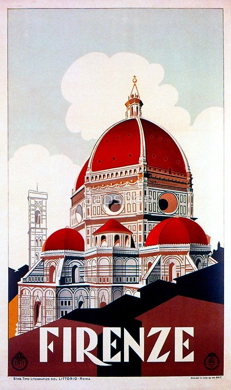 Florence Firenze 1920s Italian travel ad, duomo Florence Italy Travel, Vintage Advertising Art, Florence Travel, Travel Canvas, Travel Ads, Italy Art, Poster Vintage, Florence Italy, Custom Posters