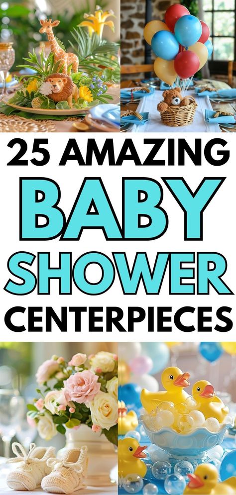 A collection of baby shower centerpiece ideas that are sure to inspire. If you are hosting a baby shower, these baby shower centerpieces offer great ideas on beautiful, fun, and budget friendly ideas. Simple Baby Shower Table Centerpieces, Baby Shower Crafts For Kids, Boy Baby Shower Table Centerpieces, Baby Boy Centerpiece Ideas, Baby Boy Center Piece Shower Ideas Diy, Centerpieces For Baby Shower Neutral, Gender Reveal Diy Decor, Baby Shower Centre Piece Ideas, Baby Centerpieces For Tables