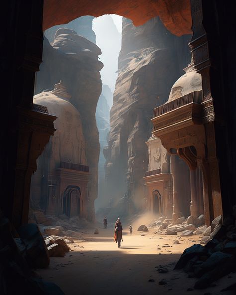 Canyon City Concept Art, Fantasy Arabian City, Canyon Concept Art, Fantasy Desert City, Persian Castle, Arabian Illustration, Fantasy Canyon, Fantasy Desert, Desert Drawing