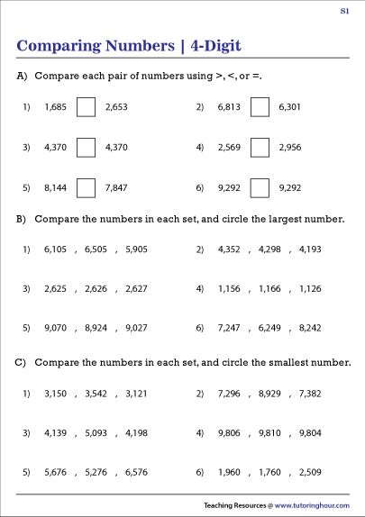 Comparing 4 Digit Numbers Worksheet, 4 Digit Numbers Worksheet, Science Teacher Quotes, Comparing Numbers Worksheet, Grade 4 Math, Maths Worksheet, Worksheets For Grade 3, Numbers Worksheets, 3rd Grade Math Worksheets