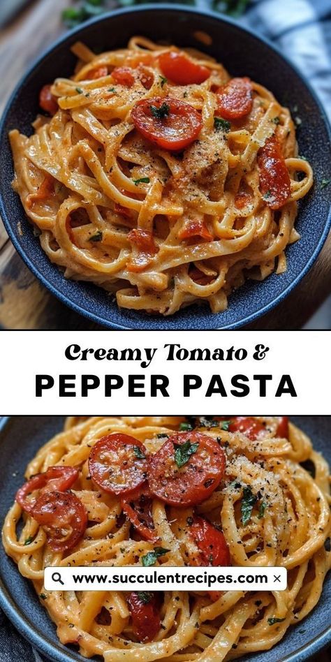 This creamy tomato and pepper pasta adds a festive touch to your Christmas menu. The creamy sauce and roasted peppers bring comforting holiday flavors in every bite, making it a must-try! Roasted Tomato Pasta, Diy Snacks, Pepper Pasta, Sweet Peppers, Christmas Menu, Roasted Peppers, Cheese Pasta, Stuffed Sweet Peppers, Roasted Tomatoes