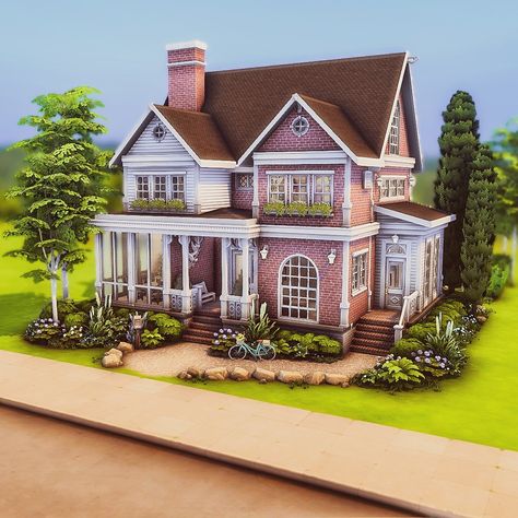 Sims 3 House Design, Newcrest Houses Sims 4, Sims 4 Nursery Base Game, Sims 4 House With Basement, Sims 4 Brick House, Simple Sims 4 Houses, Base Game House Sims 4, The Sims 4 Floor Plans, Sims 4 Newcrest Builds