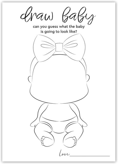 I loved this and laughed at the pictures my friends and family drew of what the baby might look like. I wasnt big on playing games so I wanted small activites people could do on their own. Draw The Baby Shower Game, Baby Shower Games Boy, Boy Or Girl Gender Reveal, Gender Reveal Party Games, Gender Reveal Games, Girl Gender Reveal, Family Drawing, Baby Shower Party, Party Activities