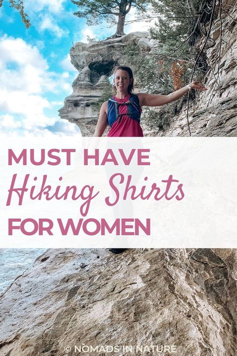 Hiking Layers For Women, Hiking Tops Women, Hiking Summer Outfit, Cute Hiking Outfit Summer, Hiking Outfit Fall Outdoors, Day Hike Outfit, Womens Hiking Outfits Summer, Summer Hiking Outfit Women, Hiking Shirts Women