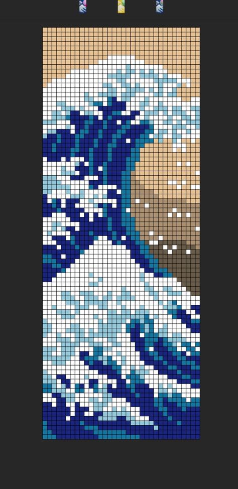 Great Wave Pixel Art, Gay Pixel Art, Pixel Art Realistic, Van Gogh Pixel Art, Pixel Art Macrame, Nature Pixel Art, Japanese Pixel Art, Pixel Art Painting, Cross Stitch Pattern Maker