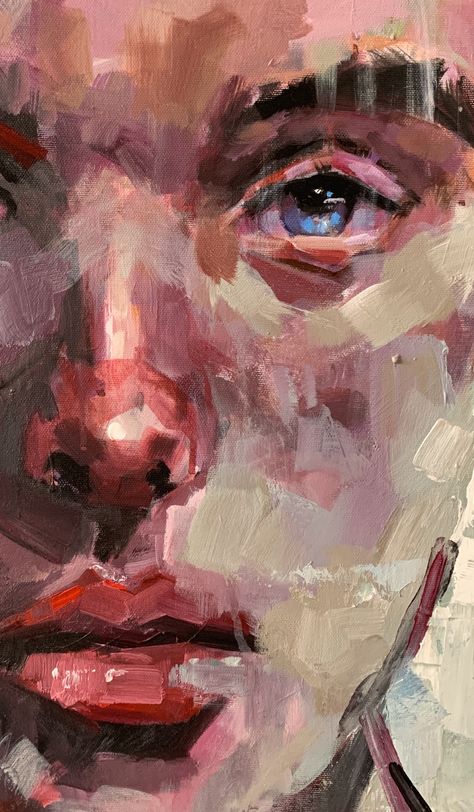 Close Up Faces Drawing, Woman Face Painting Acrylic, Impressionism Art Portrait, Messy Portrait Painting, Smeared Painting, Marija Aesthetic, Samira Addo, Painting Faces Acrylic, Human Face Painting