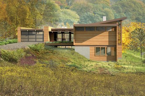 Lindal Elements Modern Home Design Collection by Lindal Cedar Homes - Photo 17 of 27 - Dwell Slope House Design, Modern Mountain House Plans, Mountain Contemporary Home, Lindal Cedar Homes, Modular Home Designs, Modern Mountain House, Slope House, Bedroom Inspirations Minimalist, Cedar Homes