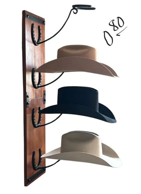 Welding Projects Hat Rack, Western Home Decor Ranch Style Dining Room, Western Blanket Holder, Metal Art Gifts, Cute Country Home Decor, Hat Hook Ideas, Western Men Gifts, Horseshoe Wall Decor, Vintage Cowboy Decor