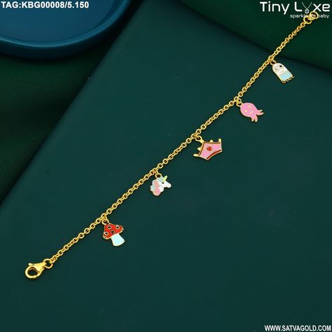 Absolutely fun & Chic charms Bracelet for your kid 😻 📩 Contact us on Whatsapp or Call at: 📞 9974878332 for any inquiries, details or assistance. 📲 For B2B inquiry: 9173022212 🌎 Shop with us online: www.satvagold.com 💎Get your Dream Jewellery customised with us! ✨FREE Shipping PAN India 🌎 International shipping available. 💲All our jewellery are HALLMARK certified. 🔑 Invest in our Smart Gold Investment Plan (11+1 Monthly plan# 📲 Download our mobile application for an immersive shopping... Gold Investment, Baby Jewellery, Investment Plan, Stone Jewellery Designs, Gold Investments, Monthly Plan, Charms Bracelet, Baby Jewelry, Jewellery Design