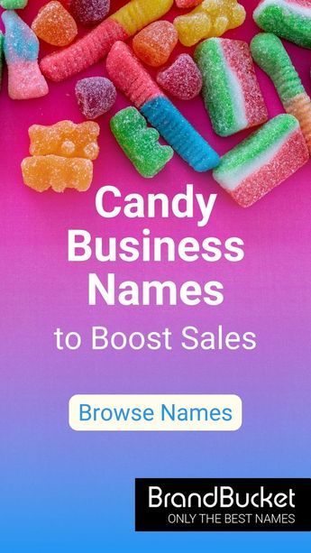 Candy Company Logo, Candy Names Ideas, Candy Business Names, Candy Business Logo, Sweet Shop Names Ideas, Candy Business Ideas, Cake Shop Names, Names Of Candy, 80s Sweets