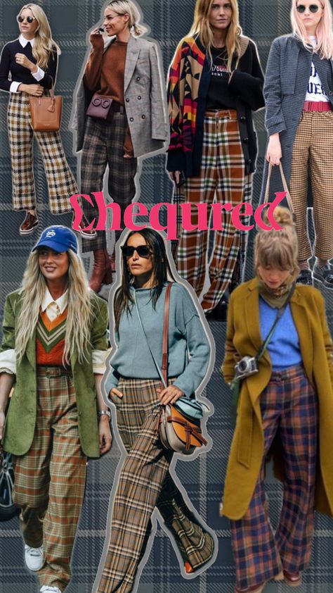 Street style, fall, 2024, stylish, trend, alert Brown Chequered Trousers Outfit, Checkered Pants Outfit Winter, Cropped Plaid Pants Outfit, Cherry Coded Outfits, Tweed Pants Outfit Women, Tartan Pants Outfit, Checkered Trousers Outfits, Tweed Pants Outfit, Brown Plaid Pants Outfit