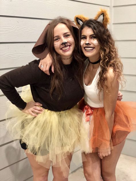 The Fox and the Hound costume Fox And Hound Costume, Fox Halloween Costume For Women, Fox And The Hound Costume, Fox Costume Diy, Fox Halloween Costume, Fox And Hound, Best Friend Costumes, Fox Halloween, 90s Halloween Costumes