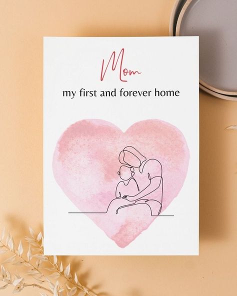 Mothers Day Card, Mother Birthday Card, Mother Quotes, Gift for Mom, Printable Greeting Card, Heart Note Cards Celebrate the heartwarming moments with this lovely Mother's Card, featuring the tender quote "Mom, my first and forever home." This printable, foldable card is a delightful expression of gratitude and love for the woman who fills our lives with an abundance of care and affection. Key Features: 🌳 Instantly downloadable digital file 💌 5"x7" foldable card design with room for your sp... Birthday Greetings For Mom, Birthday Card Mother, Birthday Cards For Mother, Mother Card, Mom Printable, Foldable Card, Mom Cards, Mother Birthday, Printable Greeting Cards