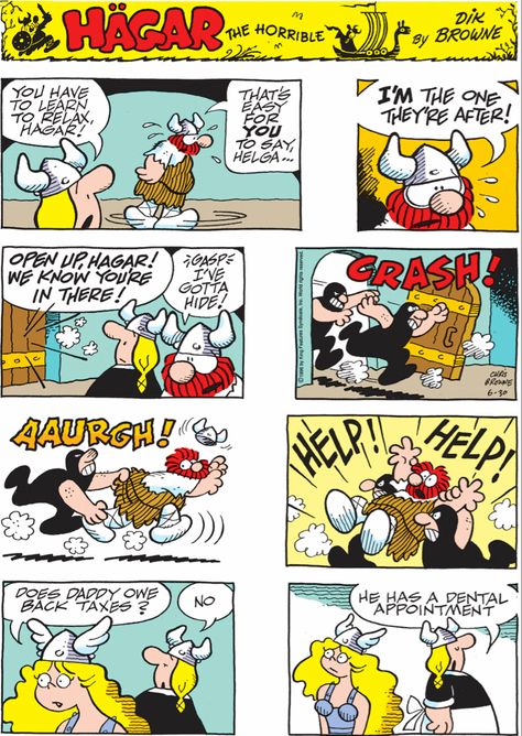 Saturday Cartoon, Comics Strips, Animal Comics, Sunday Comics, Comics Cover, Sunday Funnies, One Liner Jokes, Funny Animal Comics, Hagar The Horrible