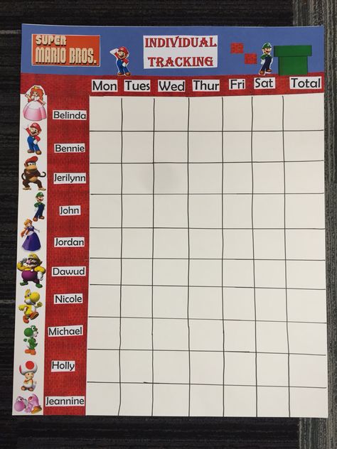 Mario Bros themed 4DX board Scoreboard Bulletin Board, Contest Boards For Work, Wildly Important Goals Scoreboard Ideas, Work Contest Ideas Retail, Leader Board Design, Sales Contest Ideas For Work, Sales Goal Board Ideas Retail, Score Board Design, Sales Goal Board