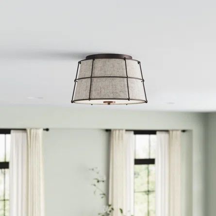 Laurel Foundry Modern Farmhouse Westling 2-Light 14" Flush Mount | Wayfair Entry Light Fixture, Farmhouse Ceiling, Living Room Entry, Entry Lighting, Entry Hallway, Warm Beige, Light Fixtures Flush Mount, Bright Led Lights, Forest House